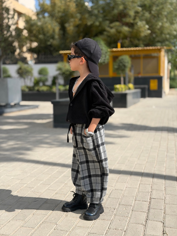 بامبر مخمل کبریتی و شلوار پشمی